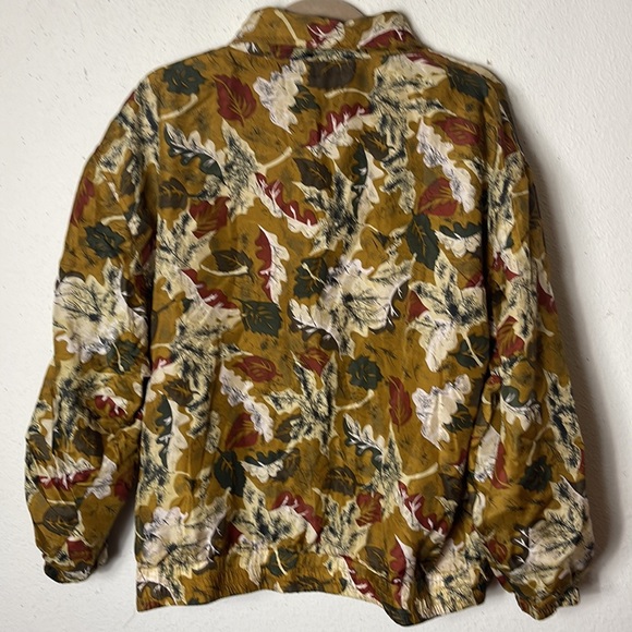 Vintage Studio Sportif Silk leaf pattern Bomber Jacket L - Picture 5 of 6